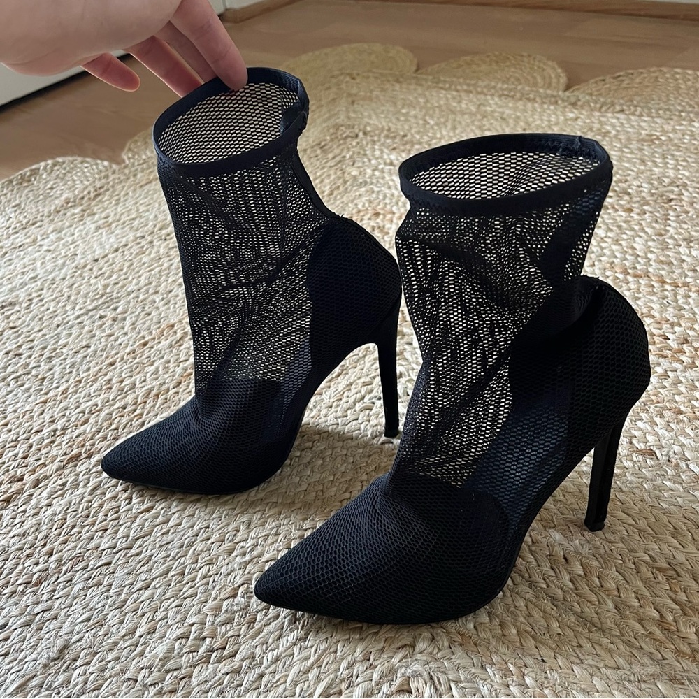 ASOS Estelle Mesh Sock Boots in Black | Size 5